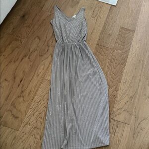 Garnet Hill grey jersey material with clear Sequin Maxi Dress small